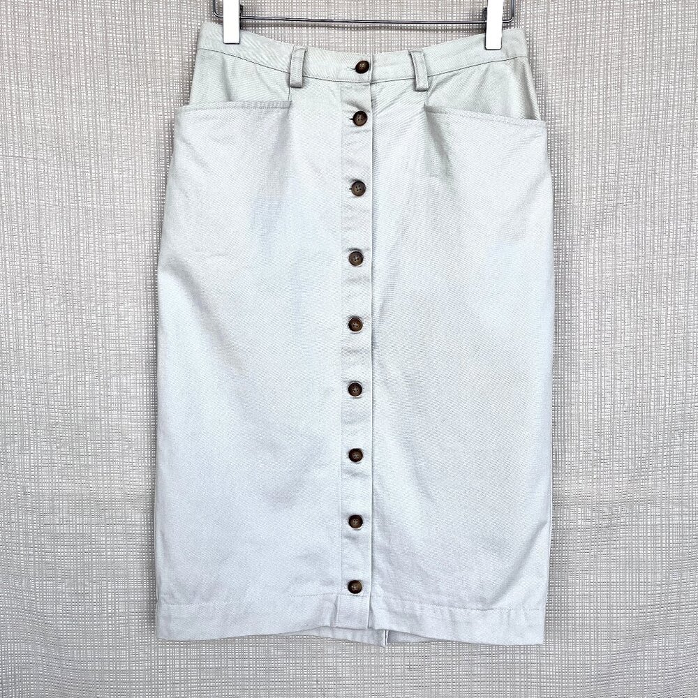Vintage Rare Brooks Brothers Khaki Skirt Preppy Classic Heritage Brand Butto…